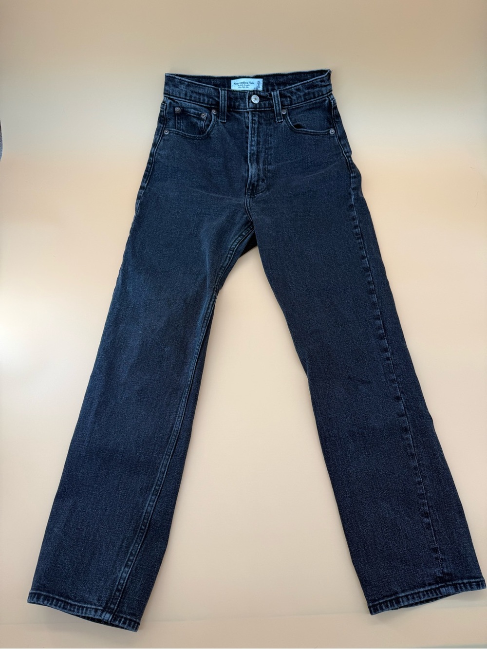Abercrombie & Fitch The Ankle Straight Ultra High Rise Black Straight Jeans